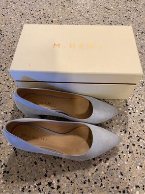 M. Gemi Light Blue Suede Pointed-Toe Pumps